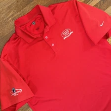 Nike Golf Mens Large Red Polo PGA Tour Champions Liberty Mutual Legends of Golf