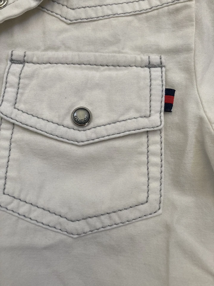 NUEVO CON ETIQUETAS 100% AUTÉNTICO Camisa Gucci Niño Algodón Manga Corta/Detalle Web Foto 4 de 4