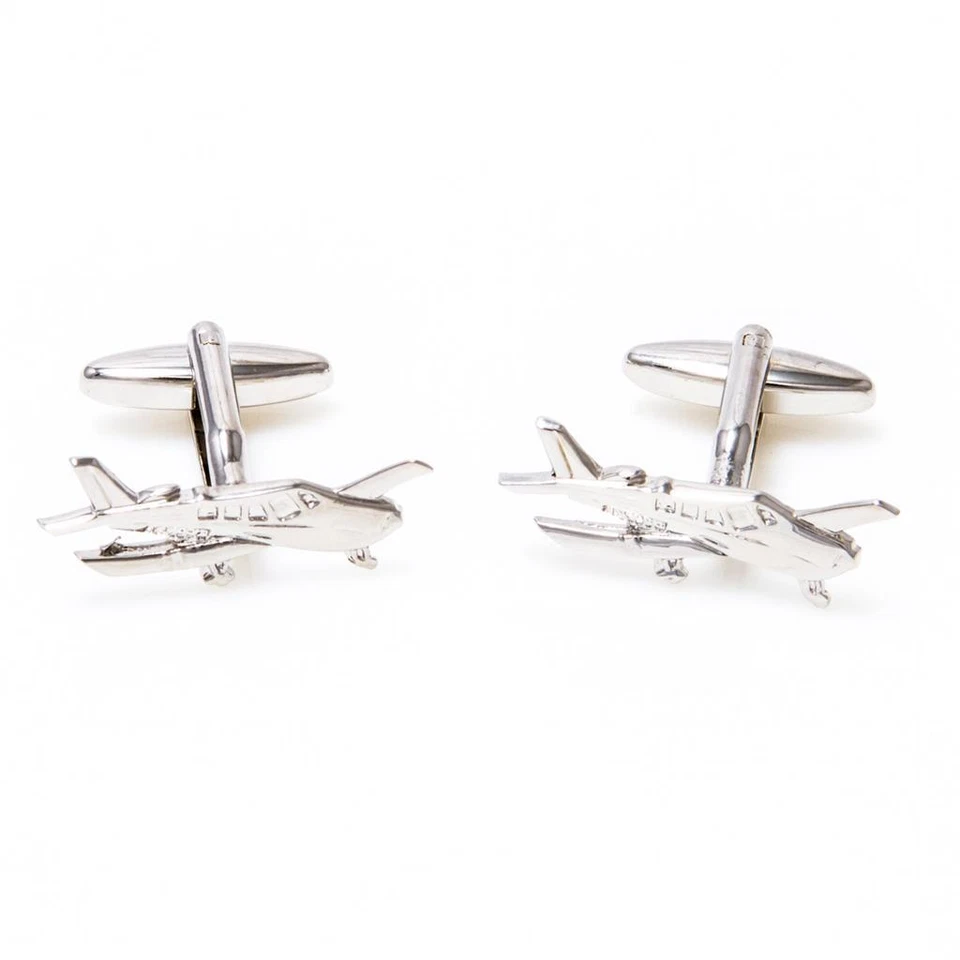 MRCUFF Airplane Cessna Pair of Cufflinks and Tie Bar Clip Presentation Gift Box  - Image 4 of 4