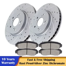 AWD Front Slotted Rotors Discs and Brake Ceramic Pads for Honda CR-V Crosstour