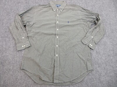 Ralph Lauren Shirt Mens Adult 16 1/2 Green White Plaid Yarmouth Button Up Preppy