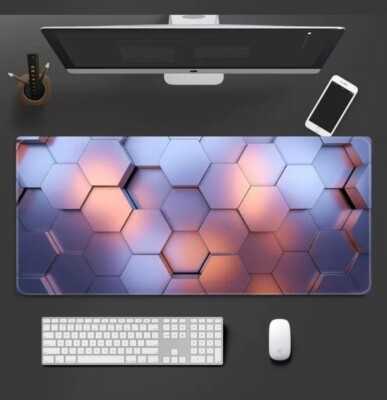 Gaming Mouse Pad,Blue Honeycomb Tech Extended Mouse Pad Gaming Large 31.5''x11.8''