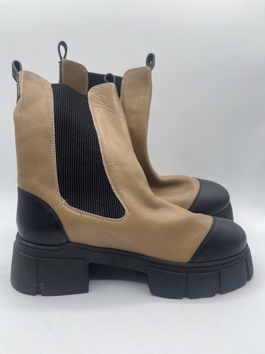 Botas FREE PEOPLE Maren Mid Chelsea - Bronceadas/Negras, Talla EU41/US10, Suela Lug Nuevas Sin Caja - Imagen 9 de 22