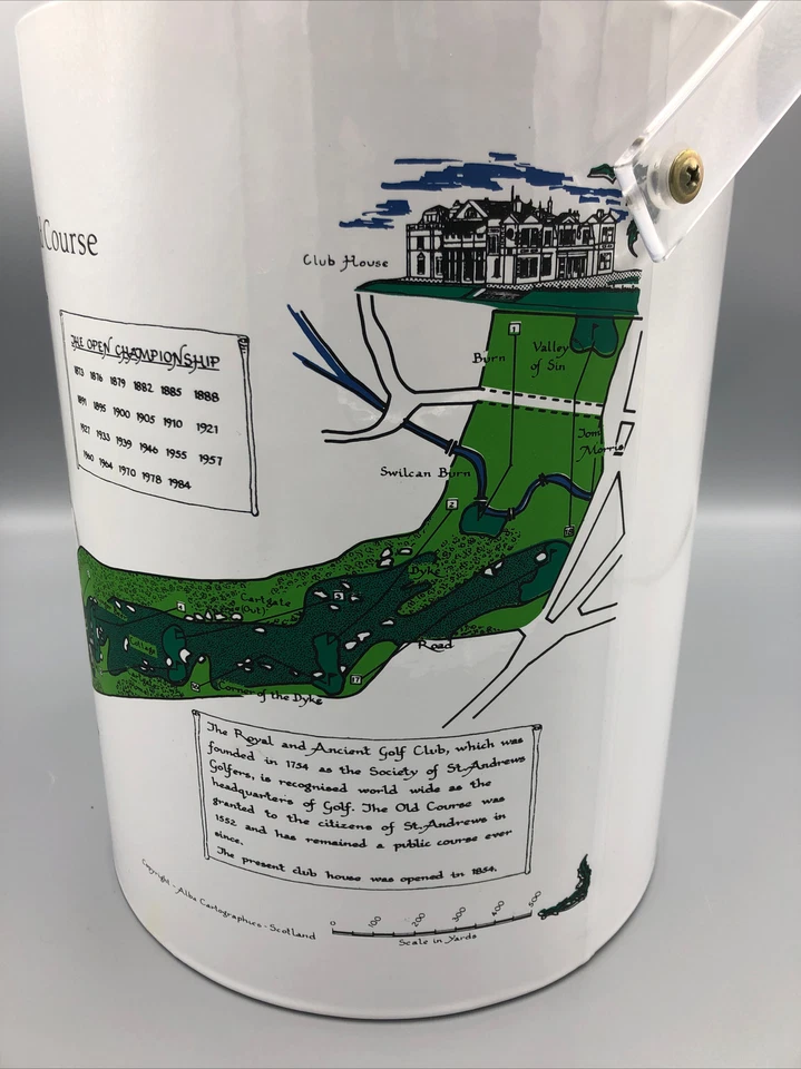 St Andrews The Old Course Golf Ice Bucket Made in USA 1980s Vintage Foto 4 de 4