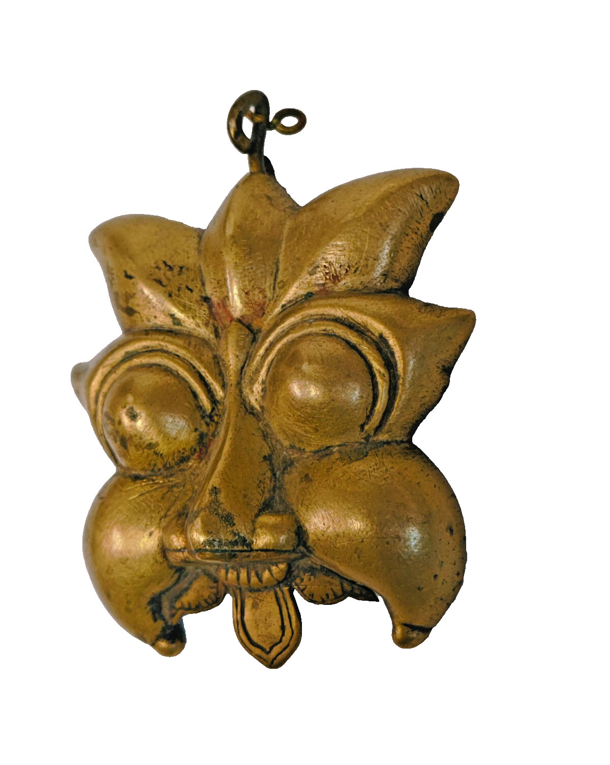 1800's Old Vintage Antique Brass Embossed Yali Head Face Mask / Figure / Statue