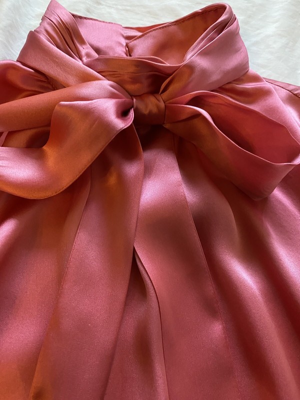 VERONICA BEARD CHILTON PINK PUSSY BOW BLOUSE**2**RET $350