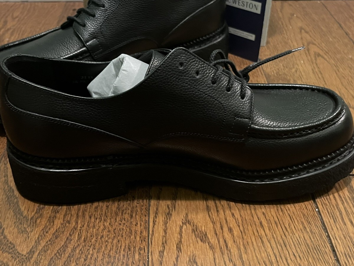 NIB $1135 J.M. Weston Eugene Grained Leather Golf Derby Shoes - 9