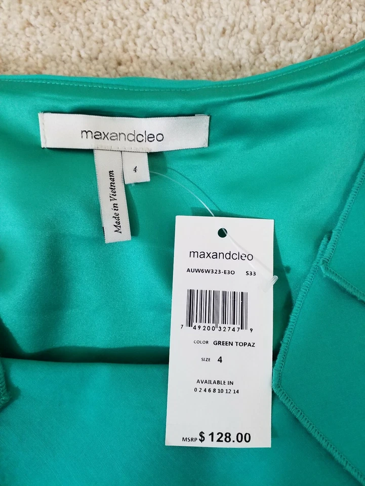 Max and Cleo~Tamanho Feminino 4~Topázio Verde Sem Mangas Carreira Artigos de Escritório Novo com etiquetas $128.0 - Imagem 2 de 4