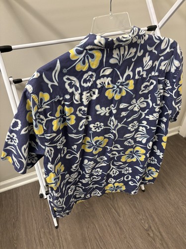 Vintage Structure - Blue Floral Button Up - Hawaiian Camp Shirt - Mens Size L - Picture 6 of 6