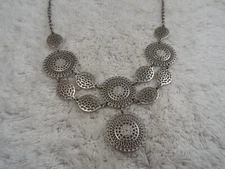 CHARMING CHARLIE Filigree Silvertone Scoop Necklace (J38)