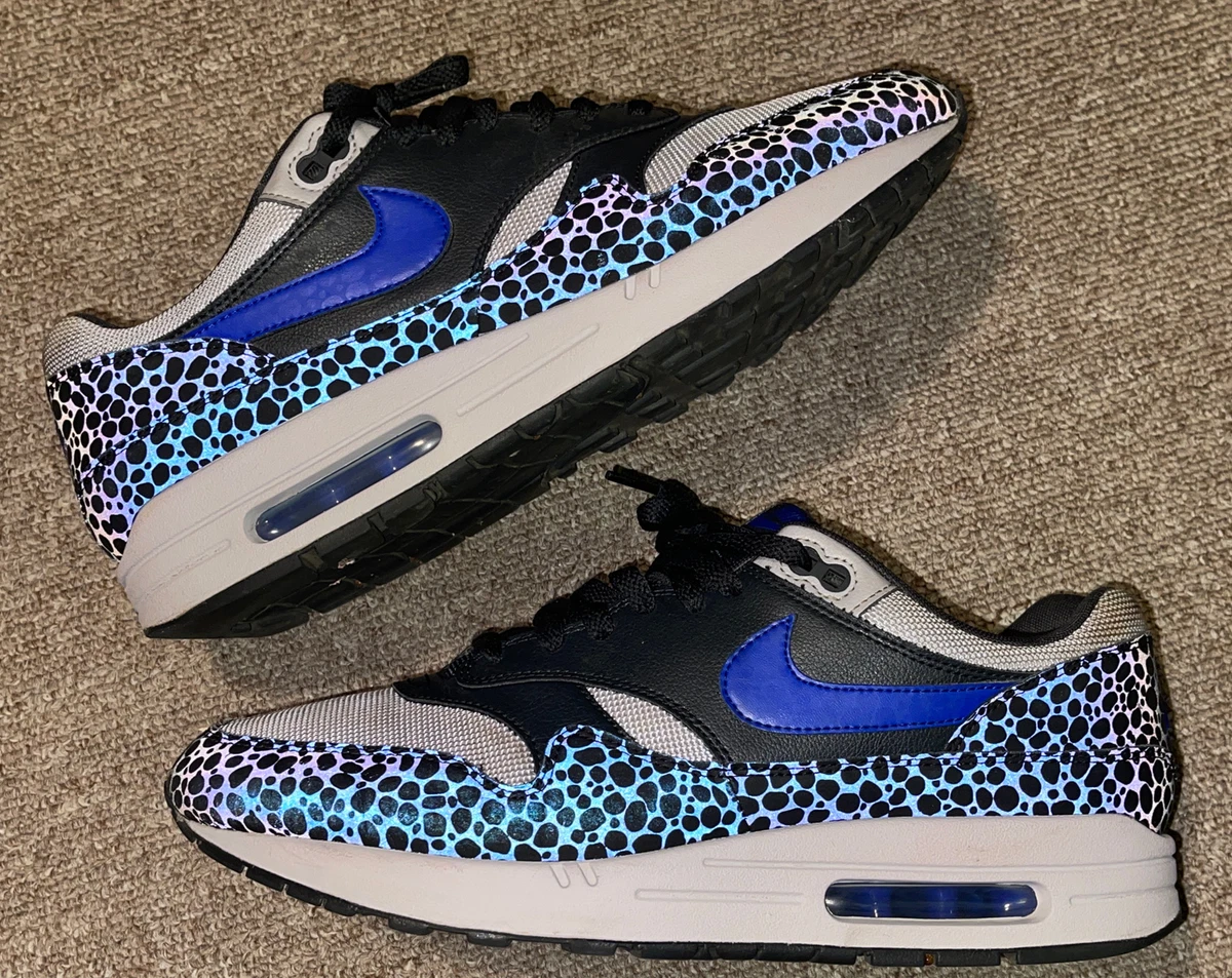 Mens Size 12- 2018 Nike Air Max 1 Safari Reflective Black Royal Blue