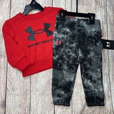 Under Armour Baby Boys Red Black Sweatshirt Set Outfit NEW