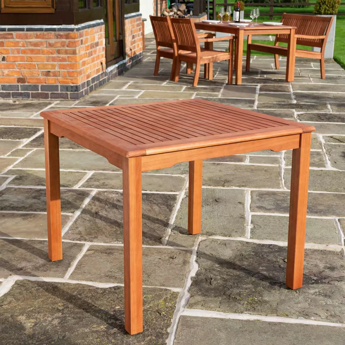 Garden Table Wooden Square Willington Durable Outdoor Patio Hardwood Furniture