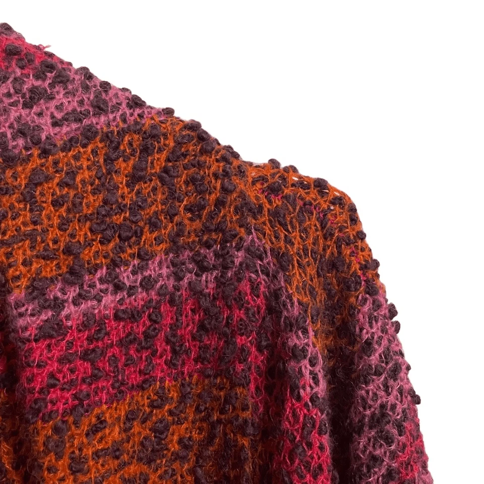 Rachel Roy Purple Orange Wool Blend Knit Open Front Cardigan Sweater Size MED - Imagem 2 de 4