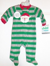 Child of Mine Carter's Christmas Santa's Footed Sleeper Size NB, 0-3 Months NEW