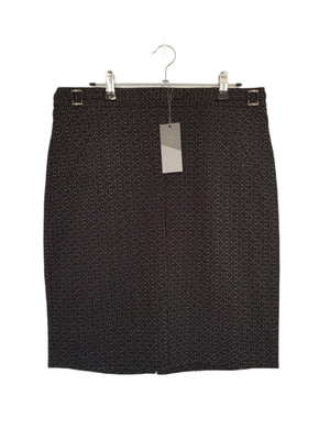 KATIES Black White Skirt Size M Jacquard Stretch Midi Corporate Work