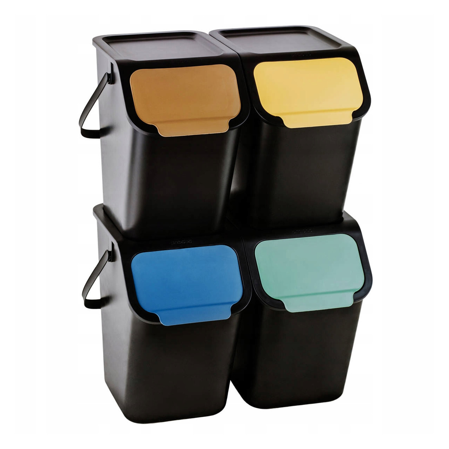 Kit conteneurs tri déchets 4x25L noir Bini, l'organisation parfaite de votre cuisine moderne