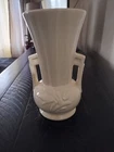 MCM McCoy Ivory Glazed Double Handled Vase, 8x4"