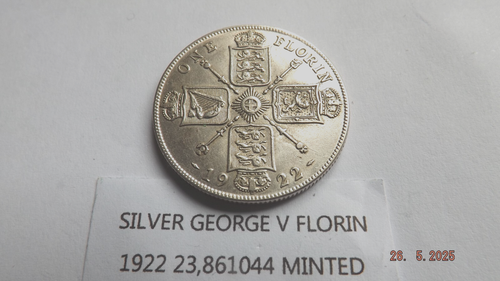 Georg V 1922 Florin in extra schöner Erhaltung aus einer 60 Jahre alten Sammlung