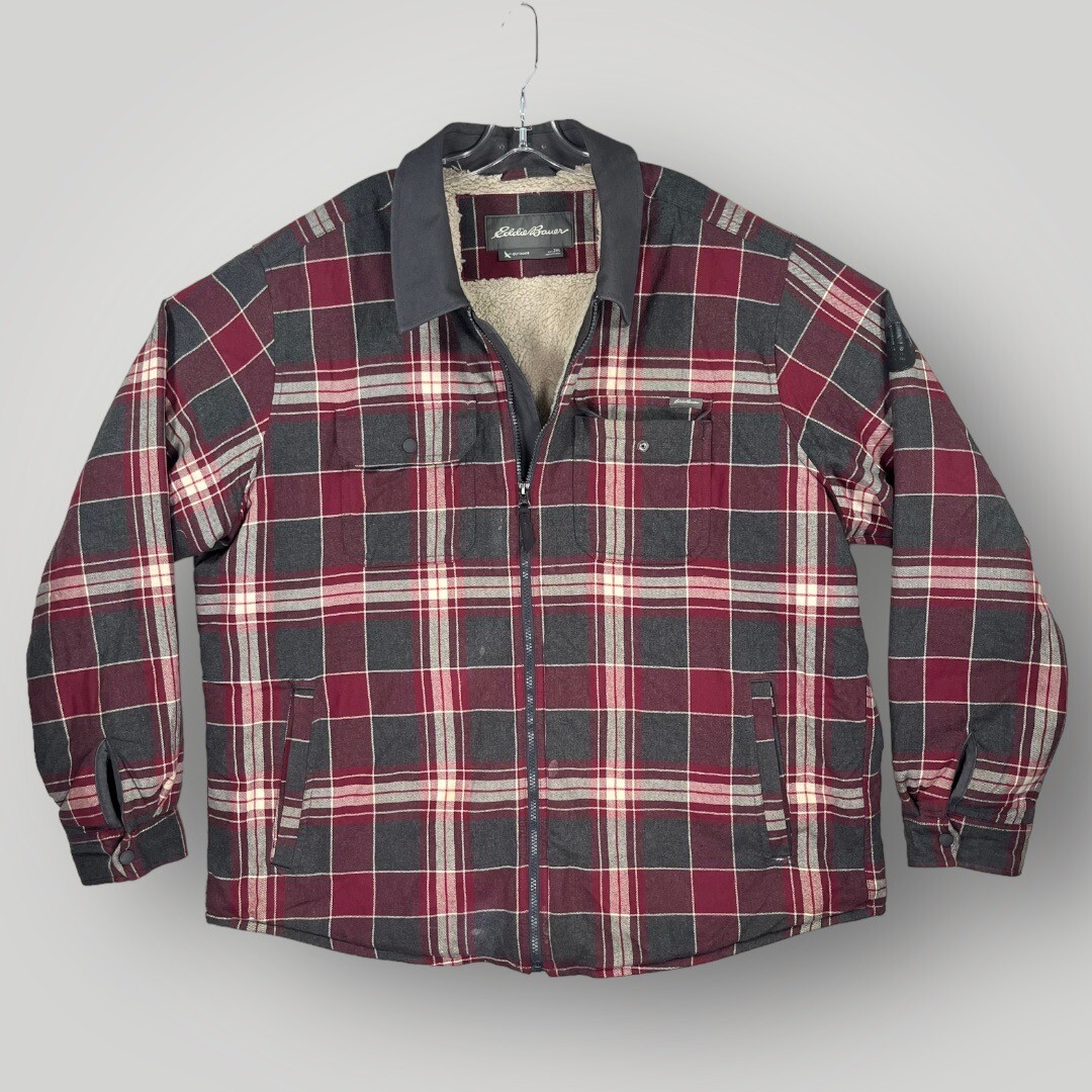 Eddie Bauer Outdoor Sherpa Lined Flannel Outdoor Shirt Jacket Shacket Men's  2XL
