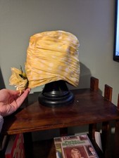 Yellow Polkadot Vintage Hat With Flower Detail