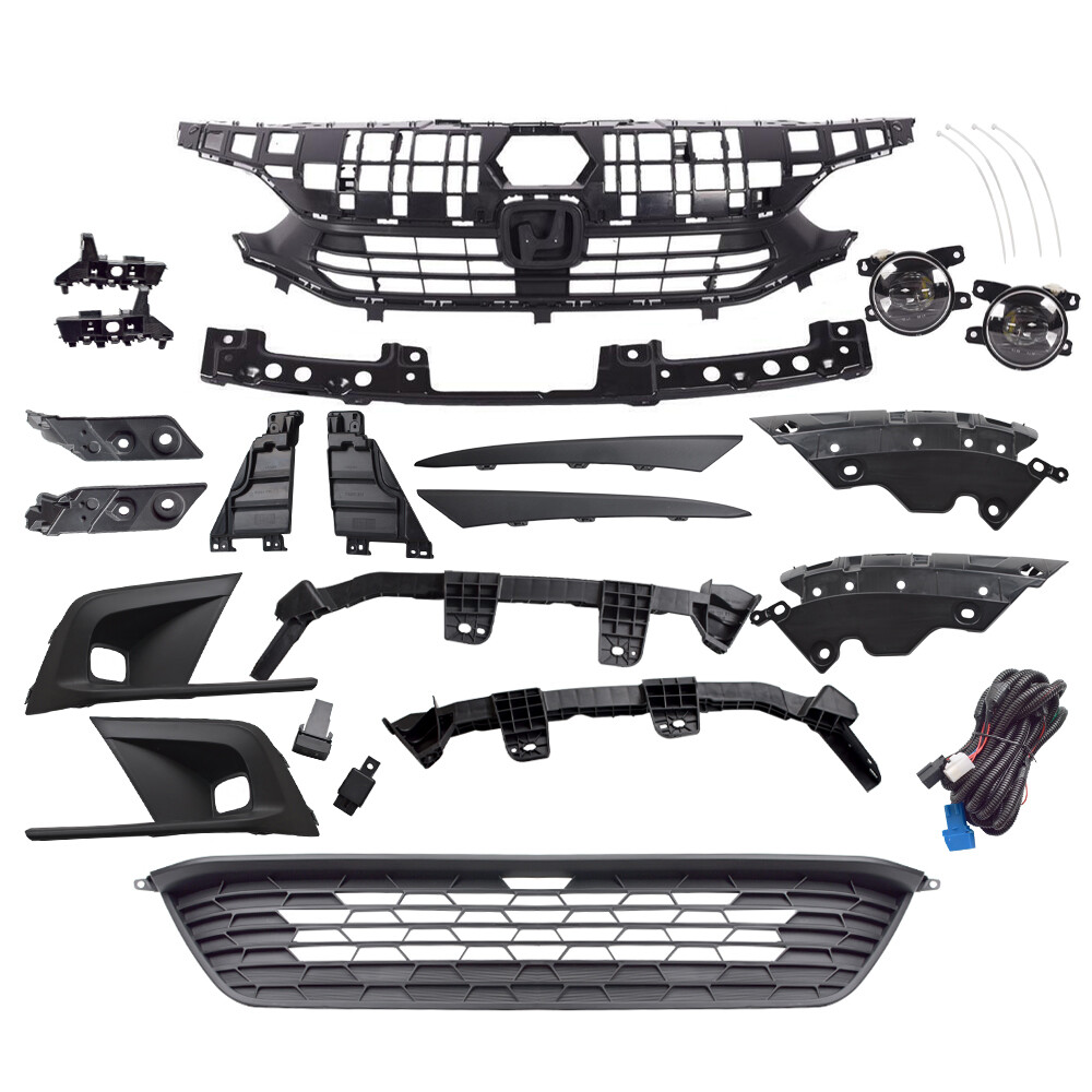 17PCS Grille/Headlight Trim/LED Fog Lamp/Bracket For 2022 2023 Honda Civic Sedan