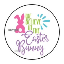 30 EASTER ENVELOPE SEALS LABELS STICKERS 1.5" ROUND BUNNY