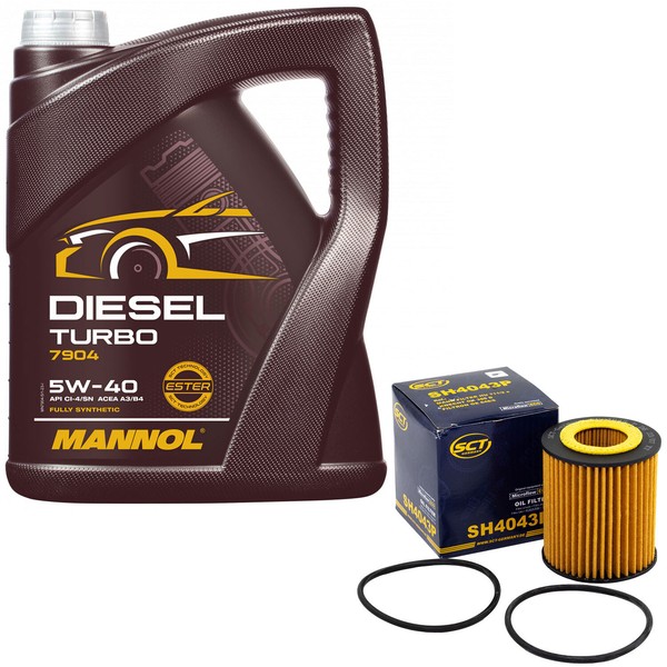 MotoröL Set 5W40 5 Liter + ÖLfilter SH 4043 P FüR Cadillac BLS Opel Vectra 1.9-image