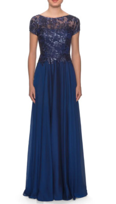 La Femme Floral Lace & Satin Gown-Size 16 (LK# 1123 A)