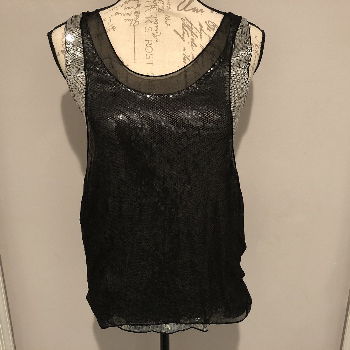 Jimmy Choo For H&M Sequin Top With Black Silk Overlay Sz US
