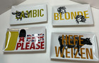 4 CRATE & BARREL Beer Snack Plates oktoberfest party decor table blonde cow