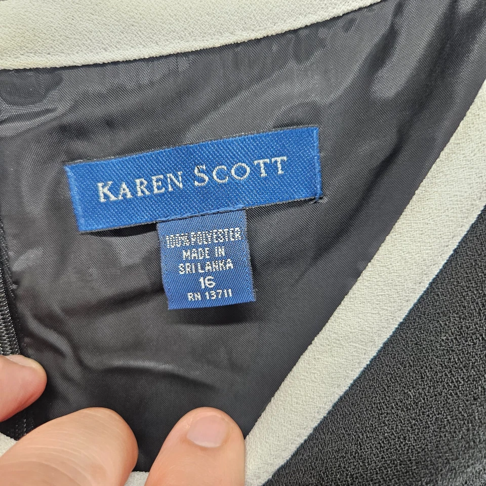 Vestido Vaina Karen Scott Mujer Negro Sin Mangas Minimalista Carrera Forrado Talla 16 Foto 2 de 4