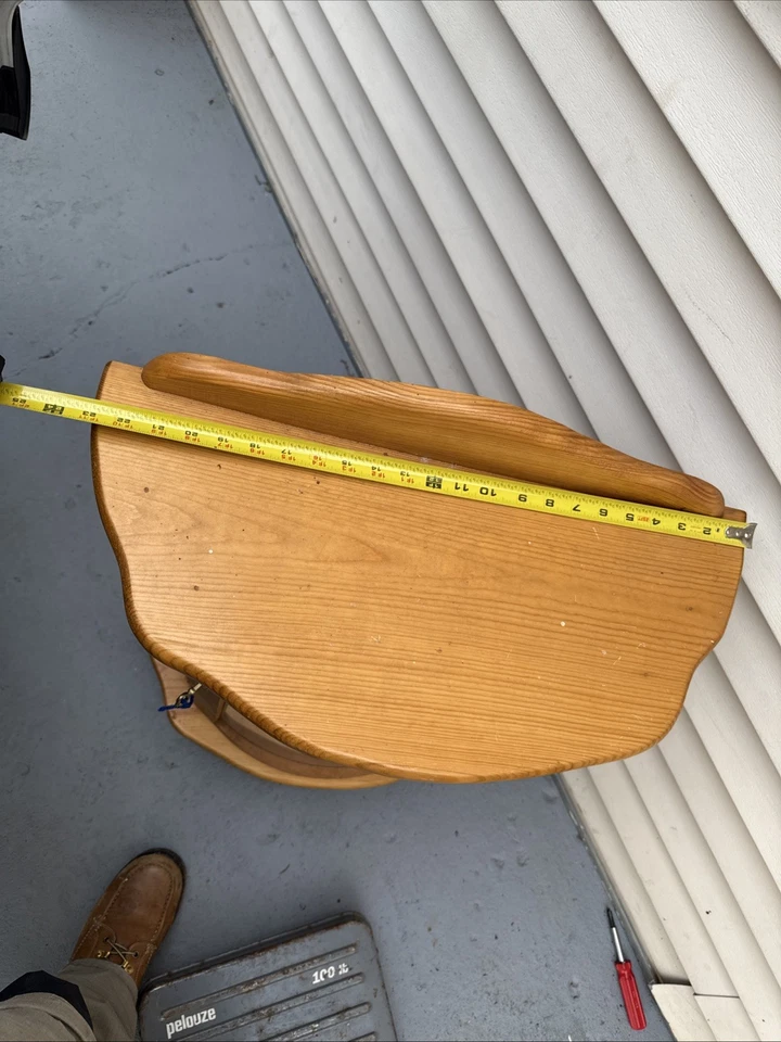 VTG Wooden Curio Cabinet Curved Glass Door Half Round Hanging Table Top 29X23 - Image 4 of 4