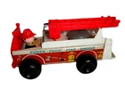 ✰ Vintage 1968 Fisher Price Little People FIRE TRUCK/ENGINE 720 Wood Toy W/ Bell