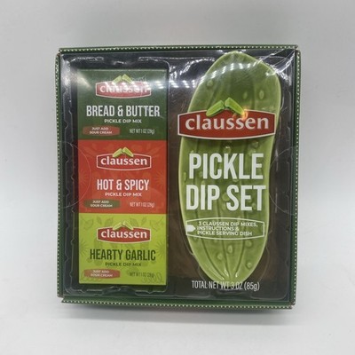 Claussen Pickle Dip Set With Collectible Serving Tray And Pickle Dip Mixes