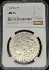 1921-S Morgan Silver Dollar NGC AU55 Final Year 90% Silver San Francisco