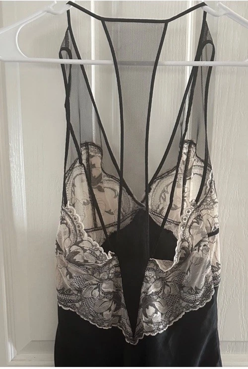 Y2k Calvin Klein Black Lingerie Slip Dress Chemise V- Neck 100% Silk Medium - Image 3 of 4