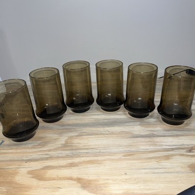 SET 6 Vintage Libbey Tawny Impromptu Brown Flat Tumbler 4 3/4'' 12 oz