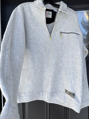 VINTAGE 90s BUGLE BOY GRAY FLEECE SWEATSHIRT LARGE  1/4 ZIP