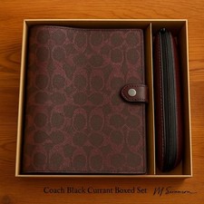 Coach Signature Black Currant Boxed Notebook And Pencil Case Set NEW NWT