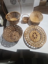 Lot Of 5 Wicker Baskets Various Sizes