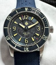 Helm Miyako Blue Face Date Automa Watch 40mm 200m Miyota 9015 Amazing Hard find!