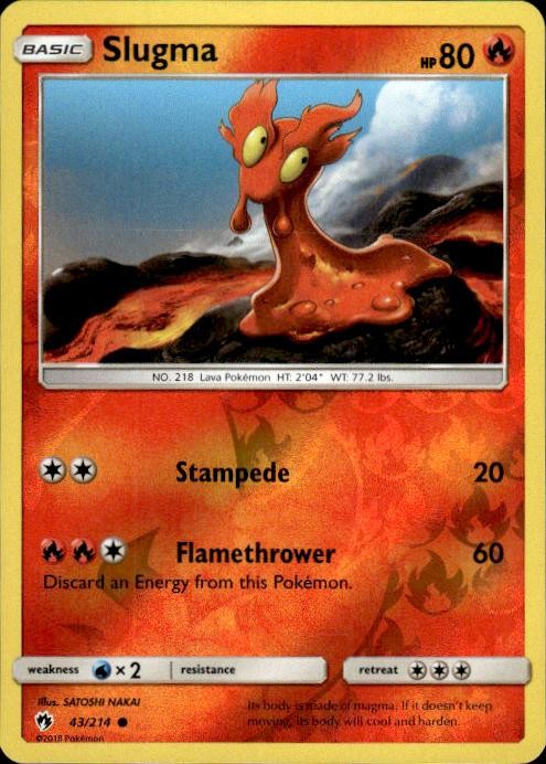 Pokemon Reverse Holo Slugma SM - Lost Thunder 43/214 LP