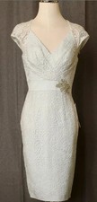 Ronald Joyce Ivory Lace Short Wedding Dress Bridal Gown Size UK 6-8