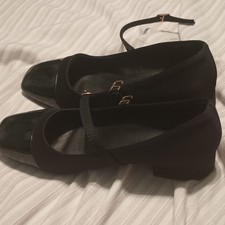 Women  s Black Mary Jane Character Dance Shoes with Ankle Strap Low Heel size 6