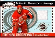 2001 Atomic Game Worn Jerseys Mathieu Dandenault Red Wings NHL 21 See Scan
