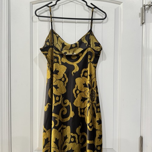Natori PRIVATE LUXURIES schwarz & gold Blumen Schlupfkleid verstellbare Träger Gr. Small - Bild 4 von 6