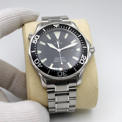 Omega Seamaster 41MM Stainless Steel Black Dial Quartz Mens Watch