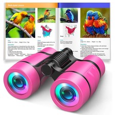 Toys for 3-7 Year Old Girls: LET'S GO Binoculars Kids Bird 4x30, Pink