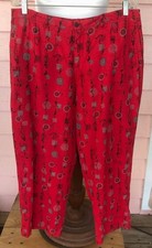 CHICO'S DESIGN VINTAGE PANTS Sz XL 3 Lovely Asian Print on Red EZ CARE 4 Pockets
